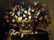 Arellano, Juan de Basket of Flowers c oil painting artist